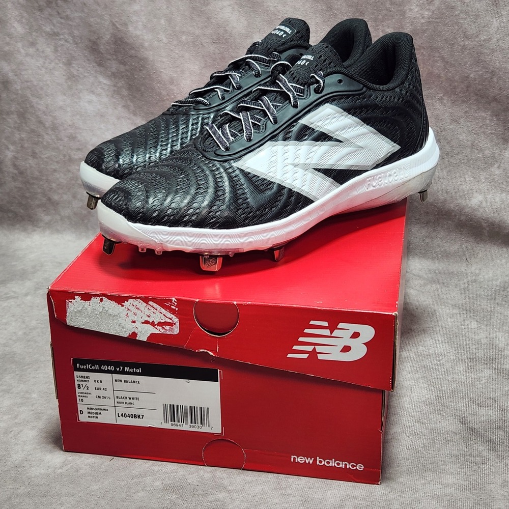 New Balance FuelCell 4040 v7 Metal Baseball Cleats Black White L4040BK7 Mens 8.5